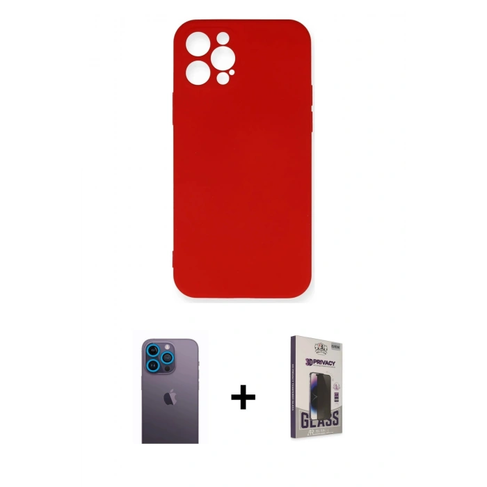 MARSİLYAN™- iPhone 12 Pro Max Kılıf Ahenk Serisi - Siyah Bilvis Hayalet Cam Ekran Koruyucu + Neon Fosforlu Kamera Lens - MI