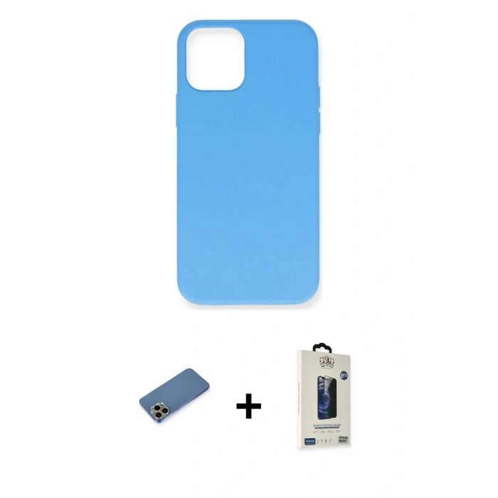 MARSİLYAN™- iPhone 12 Pro Max Kılıf Ahenk Serisi - Siyah Bilvis Hayalet Cam Ekran Koruyucu + Shine Kamera Lens Koruma Cam - GD