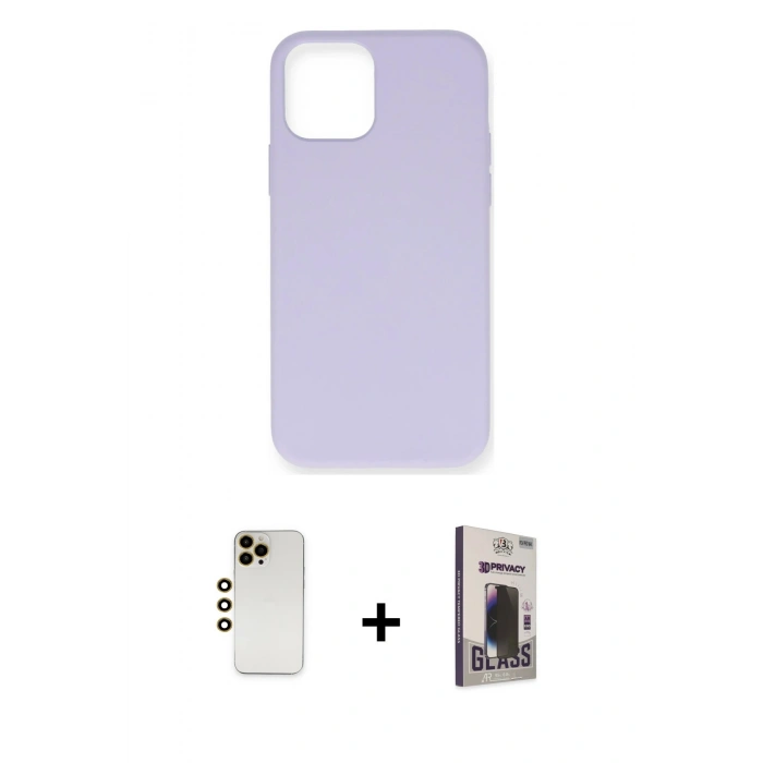 MARSİLYAN™- iPhone 12 Pro Max Kılıf Ahenk Serisi - Siyah Bilvis Hayalet Cam Ekran Koruyucu + Shine Kamera Lens - GD