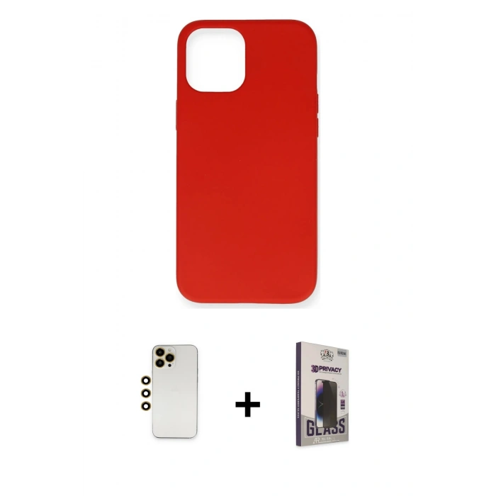 MARSİLYAN™- iPhone 12 Pro Max Kılıf Ahenk Serisi - Siyah Bilvis Hayalet Cam Ekran Koruyucu + Shine Kamera Lens - GD