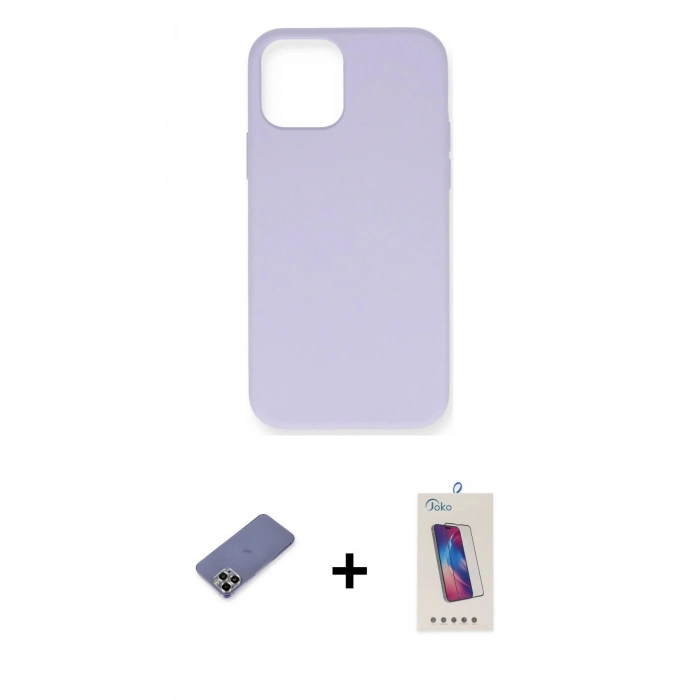 MARSİLYAN™- iPhone 12 Pro Max Kılıf Ahenk Serisi - Siyah Joko 5D Cam + Metal Kamera Lens Koruma Cam - GD