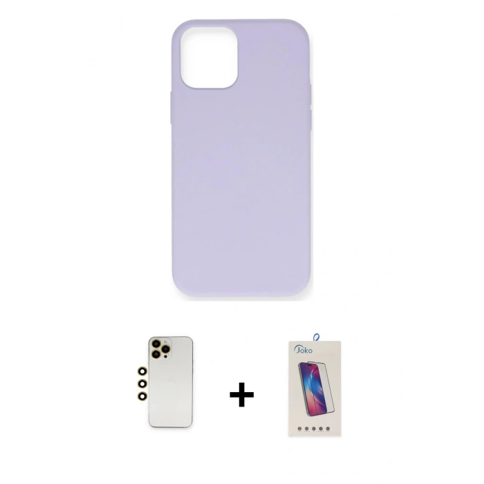 MARSİLYAN™- iPhone 12 Pro Max Kılıf Ahenk Serisi - Siyah Joko 5D Cam + Shine Kamera Lens - GD