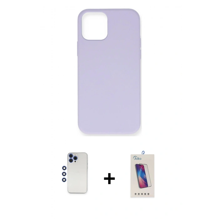 MARSİLYAN™- iPhone 12 Pro Max Kılıf Ahenk Serisi - Siyah Joko 5D Cam + Shine Kamera Lens - LT