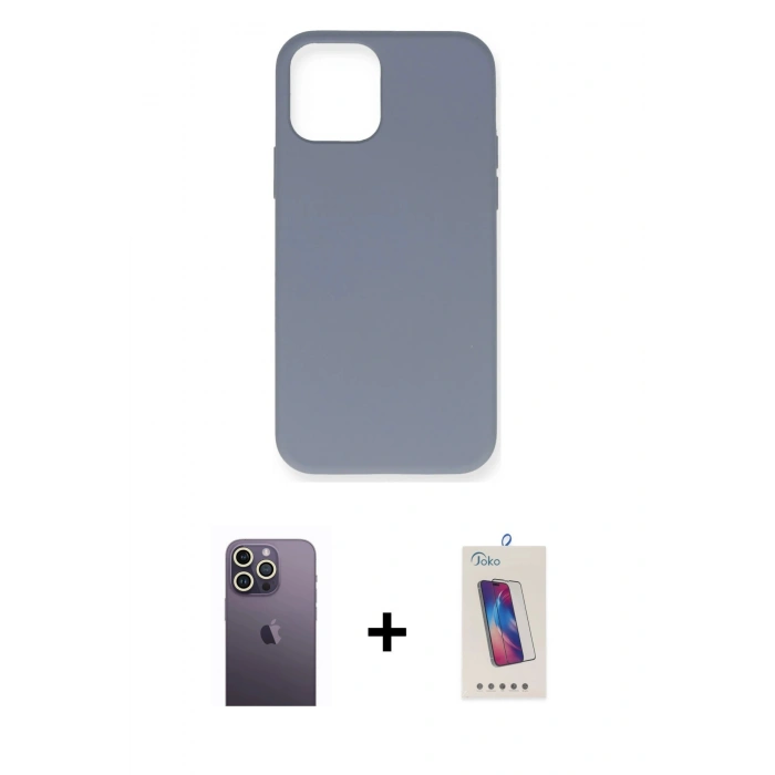 MARSİLYAN™- iPhone 12 Pro Max Kılıf Ahenk Serisi - Siyah Joko 5D Cam + Neon Fosforlu Kamera Lens - BZ
