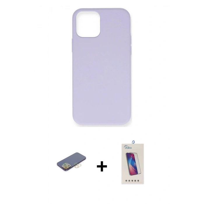 MARSİLYAN™- iPhone 12 Pro Max Kılıf Ahenk Serisi - Siyah Joko 5D Cam + Renkli Kamera Lens Koruma Cam - SI