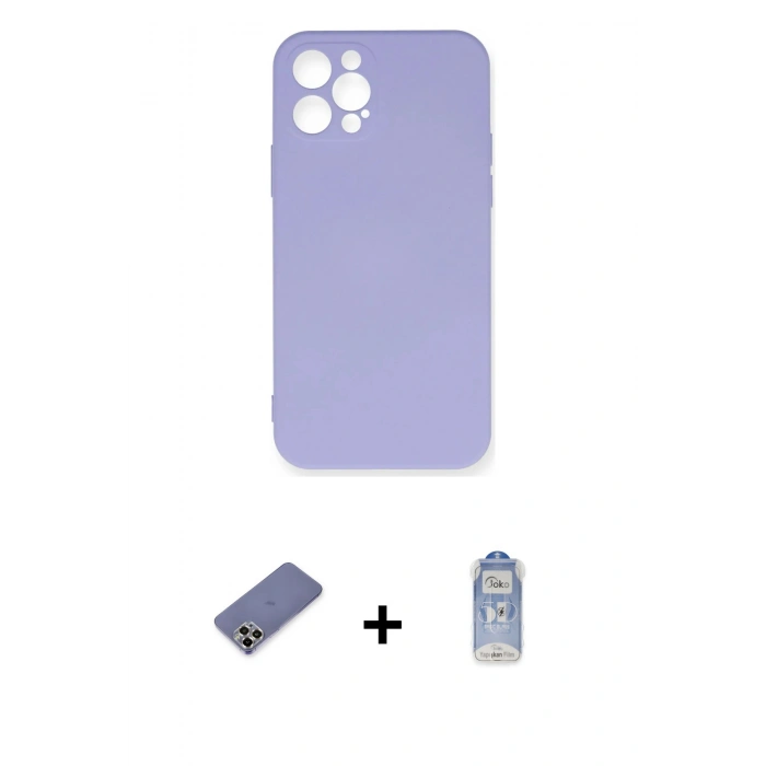 MARSİLYAN™- iPhone 12 Pro Max Kılıf Ahenk Serisi - Siyah Joko Magic 5D Cam + Metal Kamera Lens Koruma Cam - GD