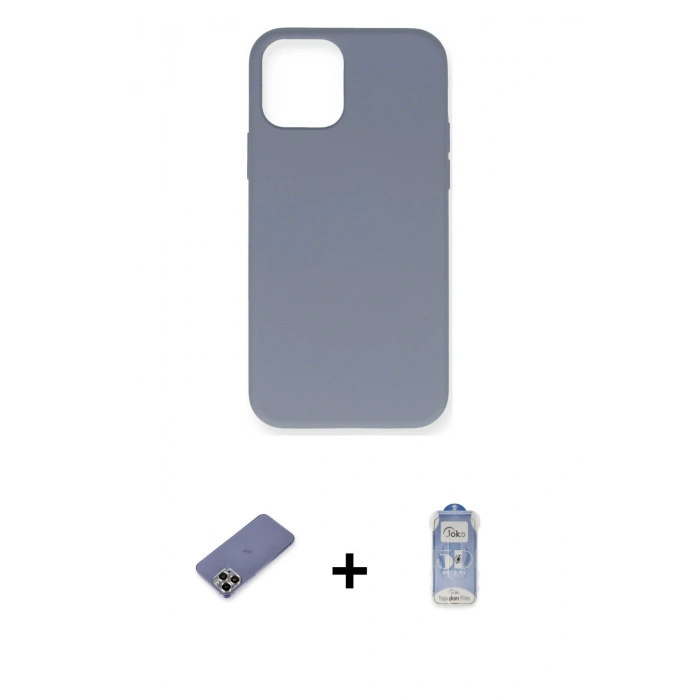 MARSİLYAN™- iPhone 12 Pro Max Kılıf Ahenk Serisi - Siyah Joko Magic 5D Cam + Metal Kamera Lens Koruma Cam - GD