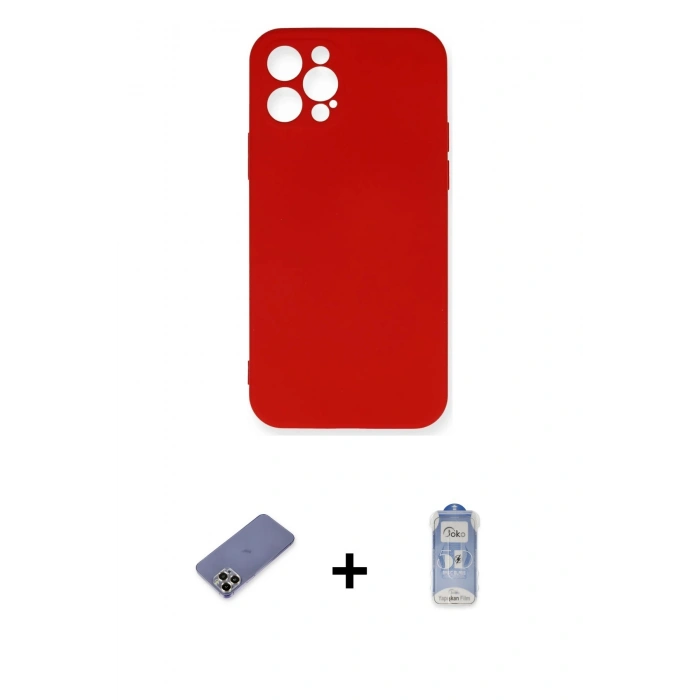 MARSİLYAN™- iPhone 12 Pro Max Kılıf Ahenk Serisi - Siyah Joko Magic 5D Cam + Metal Kamera Lens Koruma Cam - GD