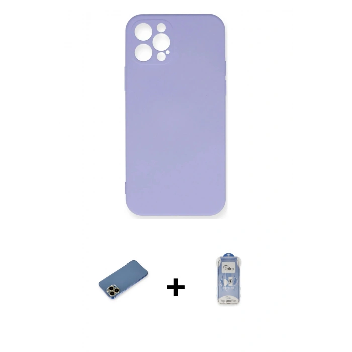 MARSİLYAN™- iPhone 12 Pro Max Kılıf Ahenk Serisi - Siyah Joko Magic 5D Cam + Shine Kamera Lens Koruma Cam - GD
