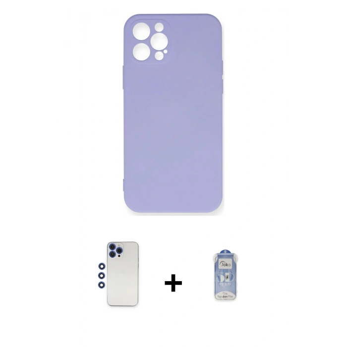 MARSİLYAN™- iPhone 12 Pro Max Kılıf Ahenk Serisi - Siyah Joko Magic 5D Cam + Shine Kamera Lens - LT
