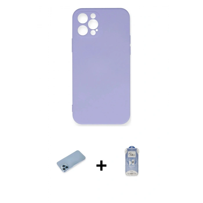 MARSİLYAN™- iPhone 12 Pro Max Kılıf Ahenk Serisi - Siyah Joko Magic 5D Cam + Shine Kamera Lens Koruma Cam - MI