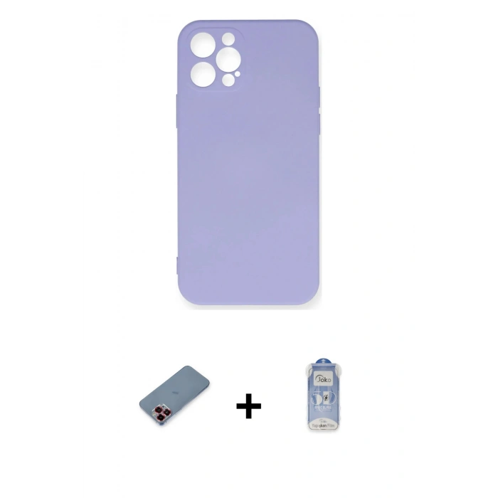 MARSİLYAN™- iPhone 12 Pro Max Kılıf Ahenk Serisi - Siyah Joko Magic 5D Cam + Metal Kamera Lens Koruma Cam - KI