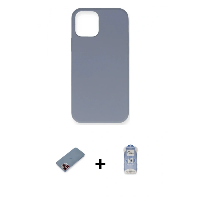 MARSİLYAN™- iPhone 12 Pro Max Kılıf Ahenk Serisi - Siyah Joko Magic 5D Cam + Metal Kamera Lens Koruma Cam - KI