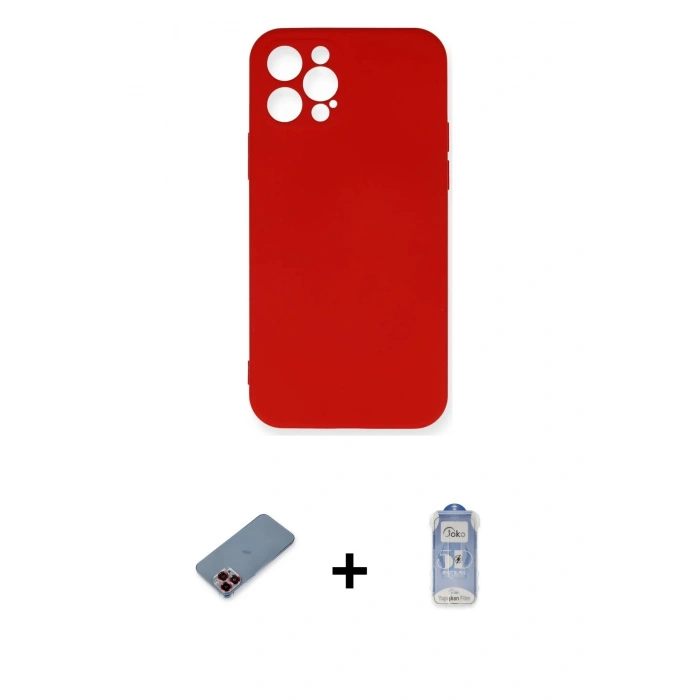 MARSİLYAN™- iPhone 12 Pro Max Kılıf Ahenk Serisi - Siyah Joko Magic 5D Cam + Metal Kamera Lens Koruma Cam - KI