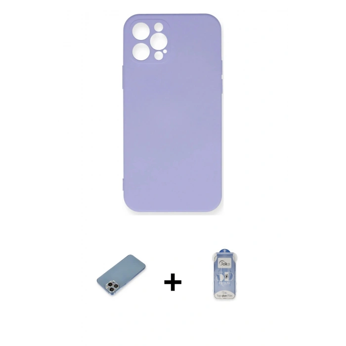 MARSİLYAN™- iPhone 12 Pro Max Kılıf Ahenk Serisi - Siyah Joko Magic 5D Cam + Shine Kamera Lens Koruma Cam - GI