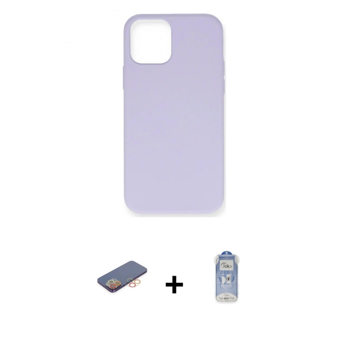 MARSİLYAN™- iPhone 12 Pro Max Kılıf Ahenk Serisi - Siyah Joko Magic 5D Cam + Renkli Kamera Lens Koruma Cam - TU