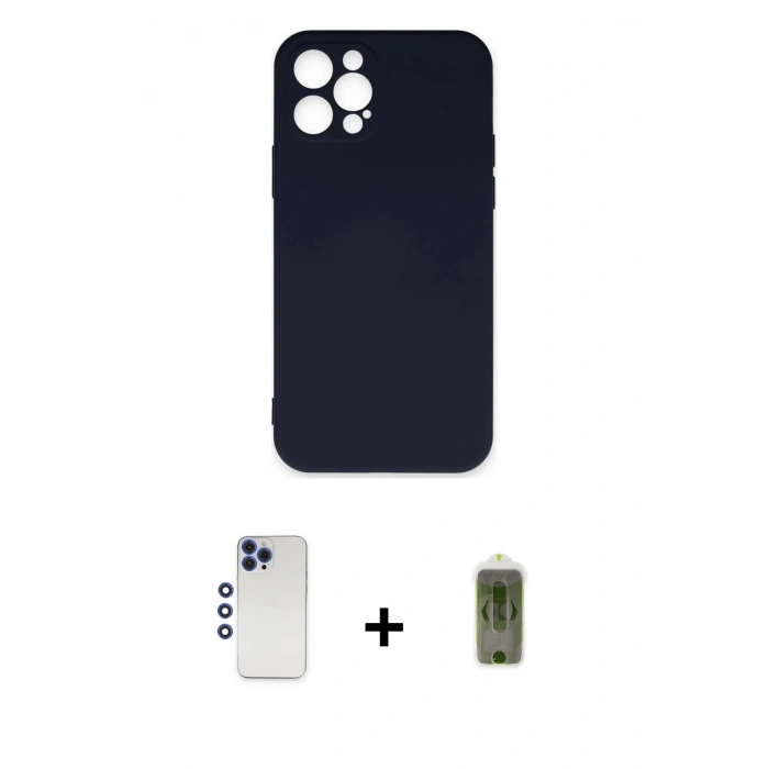 MARSİLYAN™- iPhone 12 Pro Max Kılıf Ahenk Serisi - Siyah Joko Magic 5D Hayalet Cam + Shine Kamera Lens - LT