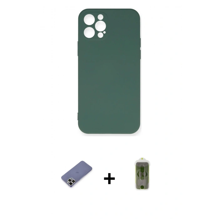 MARSİLYAN™- iPhone 12 Pro Max Kılıf Ahenk Serisi - Siyah Joko Magic 5D Hayalet Cam + Metal Kamera Lens Koruma Cam - GD
