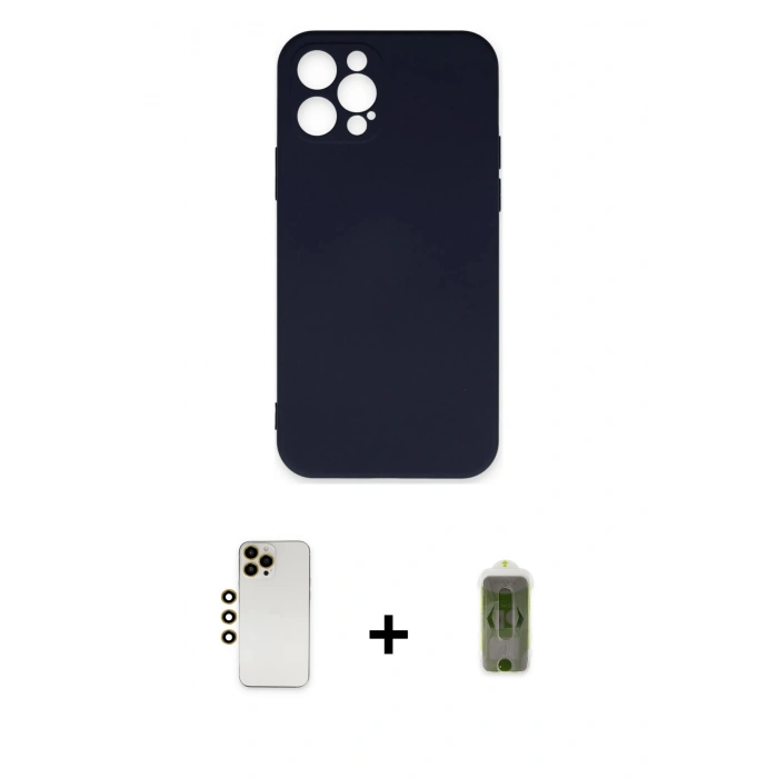 MARSİLYAN™- iPhone 12 Pro Max Kılıf Ahenk Serisi - Siyah Joko Magic 5D Hayalet Cam + Shine Kamera Lens - GD