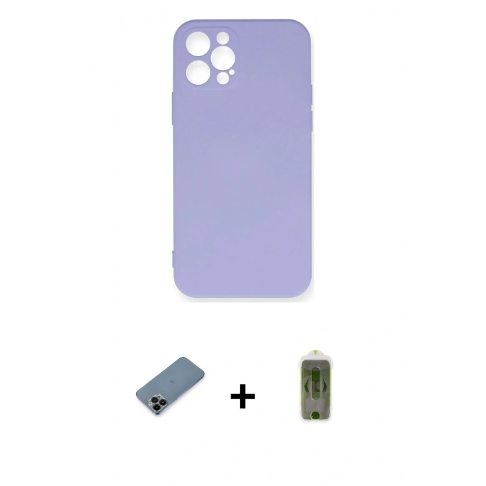 MARSİLYAN™- iPhone 12 Pro Max Kılıf Ahenk Serisi - Siyah Joko Magic 5D Hayalet Cam + Shine Kamera Lens Koruma Cam - SH