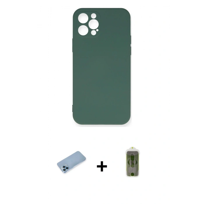 MARSİLYAN™- iPhone 12 Pro Max Kılıf Ahenk Serisi - Siyah Joko Magic 5D Hayalet Cam + Shine Kamera Lens Koruma Cam - MI