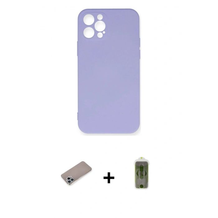 MARSİLYAN™- iPhone 12 Pro Max Kılıf Ahenk Serisi - Siyah Joko Magic 5D Hayalet Cam + Shine Kamera Lens Koruma Cam - SABE