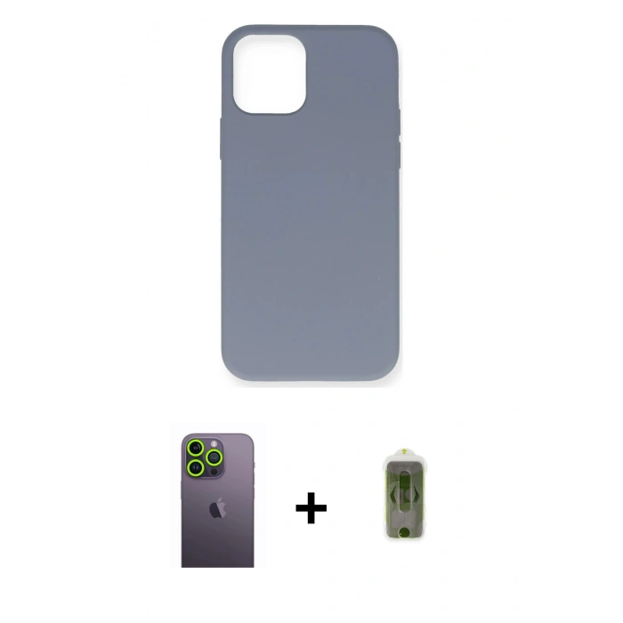 MARSİLYAN™- iPhone 12 Pro Max Kılıf Ahenk Serisi - Siyah Joko Magic 5D Hayalet Cam + Neon Fosforlu Kamera Lens - YL