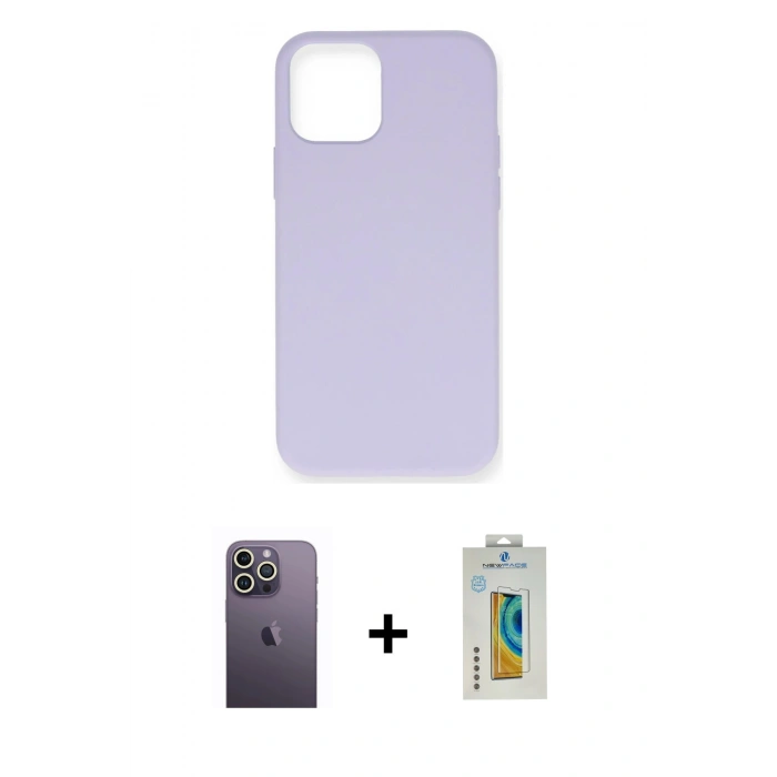MARSİLYAN™- iPhone 12 Pro Max Kılıf Ahenk Serisi - Siyah Polymer Nano Ekran Koruyucu + Neon Fosforlu Kamera Lens - BZ