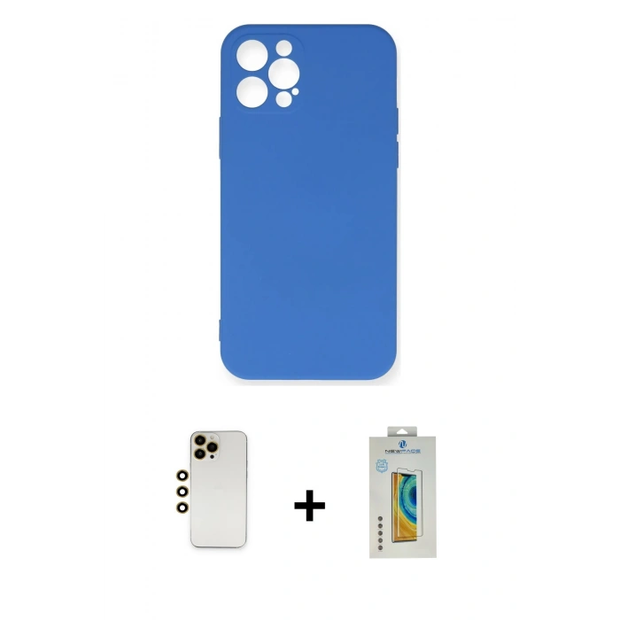 MARSİLYAN™- iPhone 12 Pro Max Kılıf Ahenk Serisi - Siyah Polymer Nano Ekran Koruyucu + Shine Kamera Lens - GD