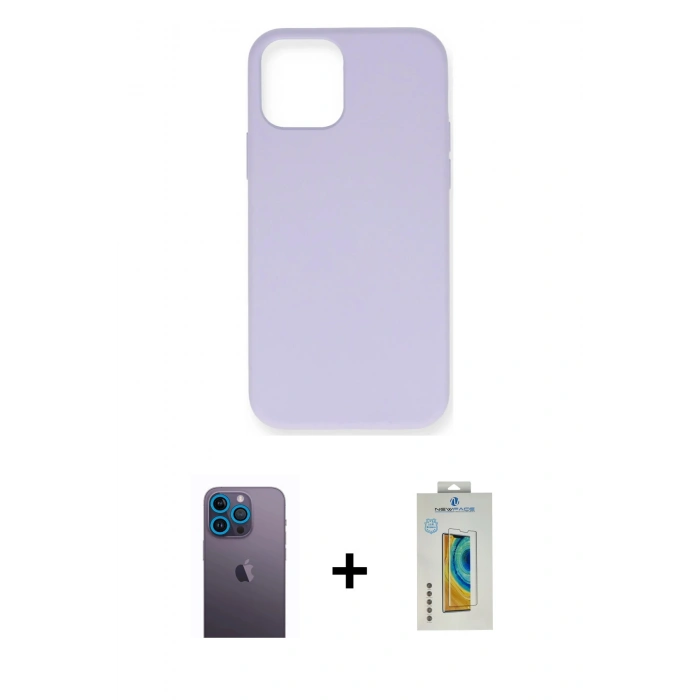 MARSİLYAN™- iPhone 12 Pro Max Kılıf Ahenk Serisi - Siyah Polymer Nano Ekran Koruyucu + Neon Fosforlu Kamera Lens - MI