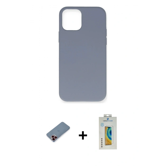 MARSİLYAN™- iPhone 12 Pro Max Kılıf Ahenk Serisi - Siyah Polymer Nano Ekran Koruyucu + Metal Kamera Lens Koruma Cam - KI