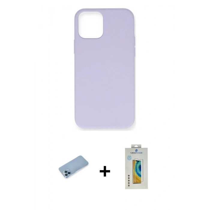 MARSİLYAN™- iPhone 12 Pro Max Kılıf Ahenk Serisi - Siyah Polymer Nano Ekran Koruyucu + Shine Kamera Lens Koruma Cam - MI