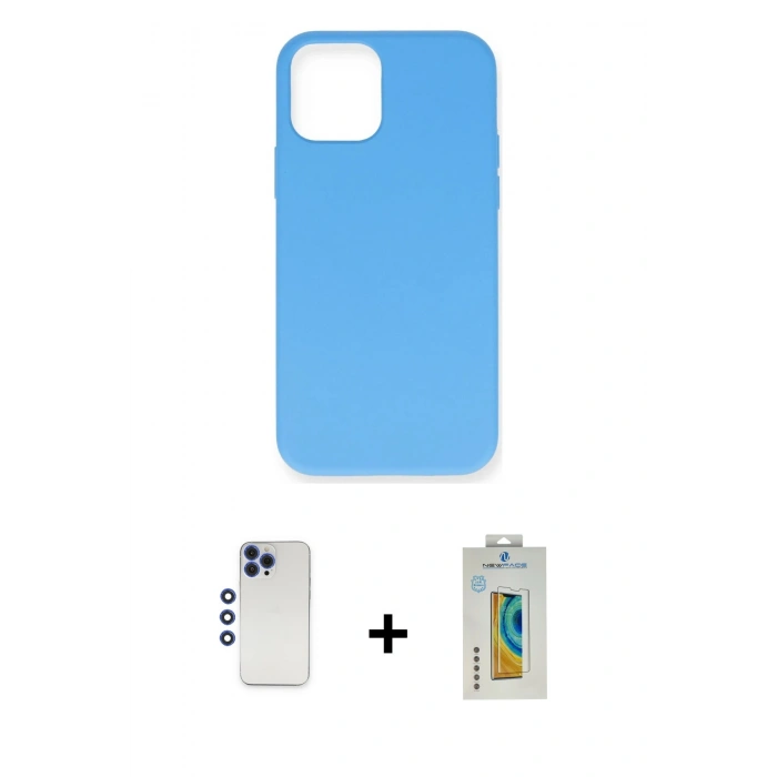 MARSİLYAN™- iPhone 12 Pro Max Kılıf Ahenk Serisi - Siyah Polymer Nano Ekran Koruyucu + Shine Kamera Lens - LT