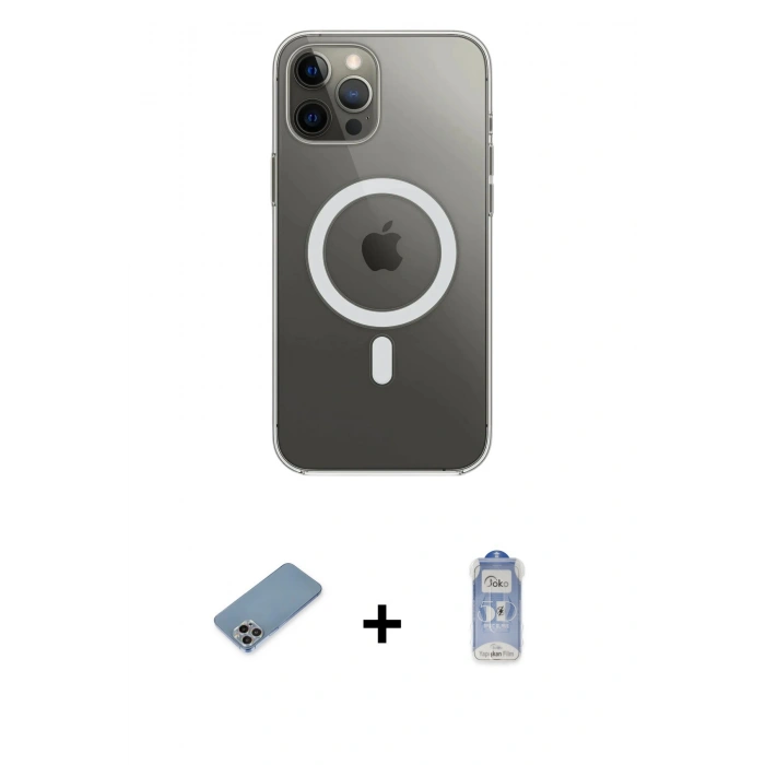 MARSİLYAN™- iPhone 12 Pro Max Kılıf Ahenk Yansıma Prime - Siyah Joko Magic 5D Cam + Shine Kamera Lens Koruma Cam - GI