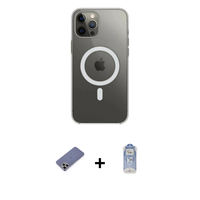 MARSİLYAN™- iPhone 12 Pro Max Kılıf Ahenk Yansıma Prime - Siyah Joko Magic 5D Cam + Metal Kamera Lens Koruma Cam - GD