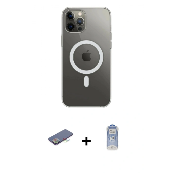 MARSİLYAN™- iPhone 12 Pro Max Kılıf Ahenk Yansıma Prime - Siyah Joko Magic 5D Cam + Renkli Kamera Lens Koruma Cam - MI