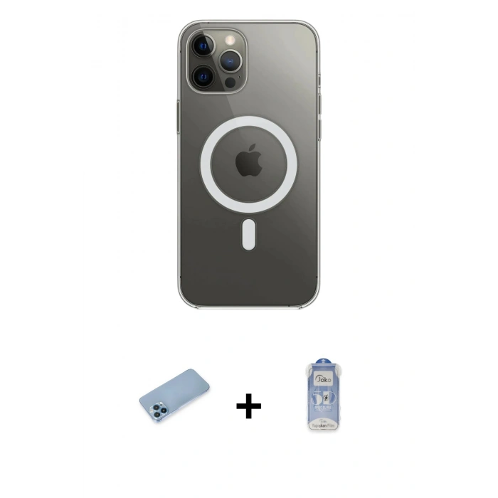 MARSİLYAN™- iPhone 12 Pro Max Kılıf Ahenk Yansıma Prime - Siyah Joko Magic 5D Cam + Shine Kamera Lens Koruma Cam - MI