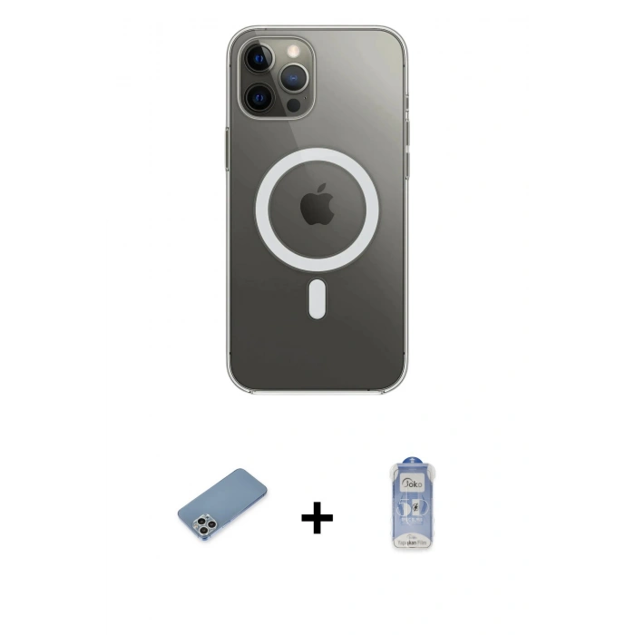 MARSİLYAN™- iPhone 12 Pro Max Kılıf Ahenk Yansıma Prime - Siyah Joko Magic 5D Cam + Shine Kamera Lens Koruma Cam - GS