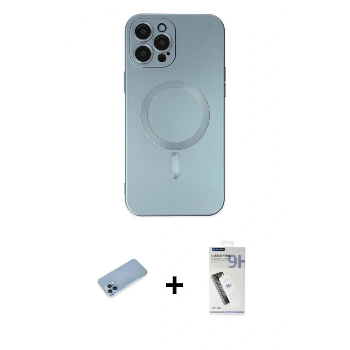 MARSİLYAN™- iPhone 12 Pro Max Kılıf Akış Minimal Özel Seri - Şeffaf Uv Polymer Nano Ekran Koruyucu + Shine Kamera Lens Koruma Cam - MI