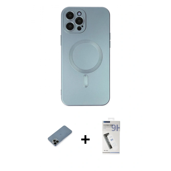 MARSİLYAN™- iPhone 12 Pro Max Kılıf Akış Minimal Özel Seri - Şeffaf Uv Polymer Nano Ekran Koruyucu + Shine Kamera Lens Koruma Cam - SH