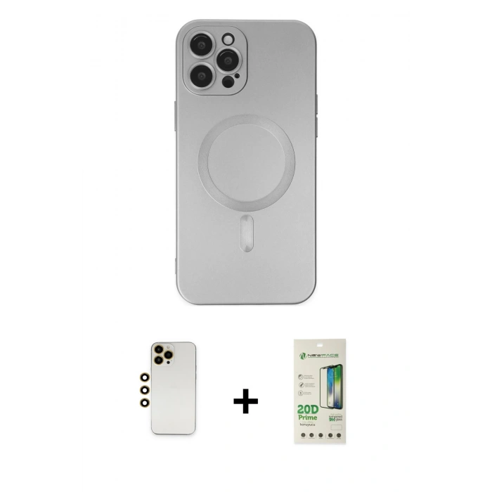 MARSİLYAN™- iPhone 12 Pro Max Kılıf Akış Minimal Özel Seri - Siyah 20D Premium Cam Ekran Koruyucu + Shine Kamera Lens - GD