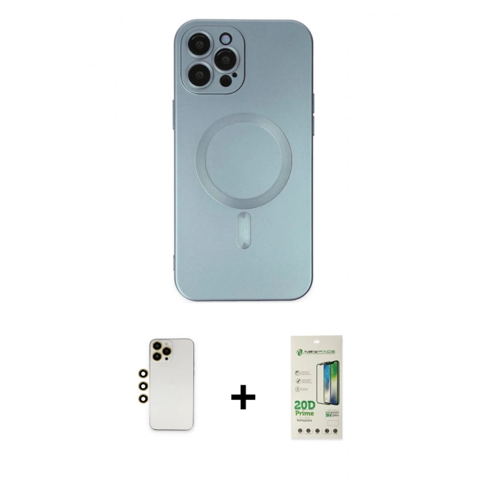 MARSİLYAN™- iPhone 12 Pro Max Kılıf Akış Minimal Özel Seri - Siyah 20D Premium Cam Ekran Koruyucu + Shine Kamera Lens - GD