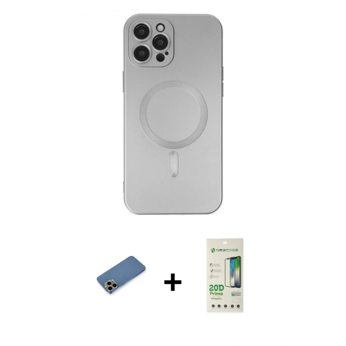MARSİLYAN™- iPhone 12 Pro Max Kılıf Akış Minimal Özel Seri - Siyah 20D Premium Cam Ekran Koruyucu + Shine Kamera Lens Koruma Cam - GD