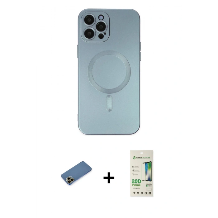 MARSİLYAN™- iPhone 12 Pro Max Kılıf Akış Minimal Özel Seri - Siyah 20D Premium Cam Ekran Koruyucu + Shine Kamera Lens Koruma Cam - GD