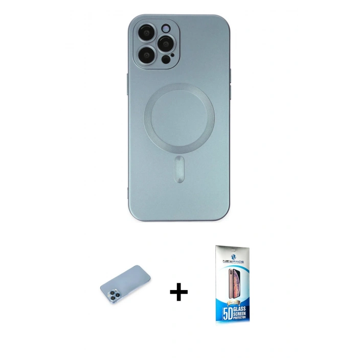 MARSİLYAN™- iPhone 12 Pro Max Kılıf Akış Minimal Özel Seri - Siyah 5D Eko Cam Ekran Koruyucu + Shine Kamera Lens Koruma Cam - MI
