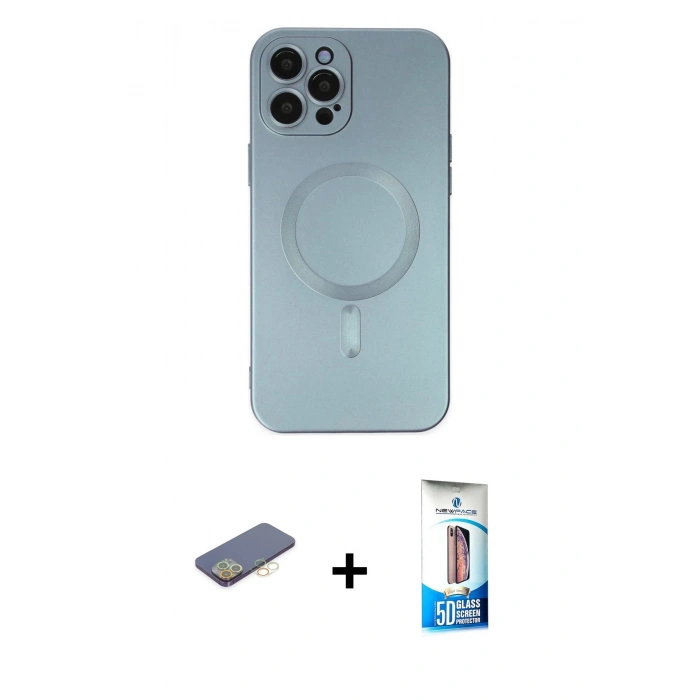 MARSİLYAN™- iPhone 12 Pro Max Kılıf Akış Minimal Özel Seri - Siyah 5D Eko Cam Ekran Koruyucu + Sarı Renkli Kamera Lens Koruma Cam