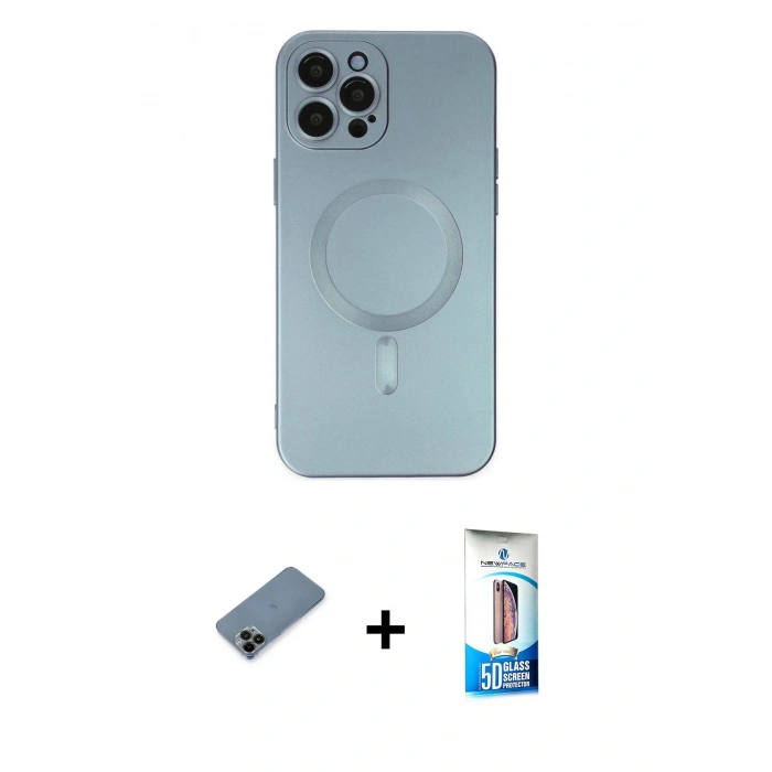 MARSİLYAN™- iPhone 12 Pro Max Kılıf Akış Minimal Özel Seri - Siyah 5D Eko Cam Ekran Koruyucu + Shine Kamera Lens Koruma Cam - SH