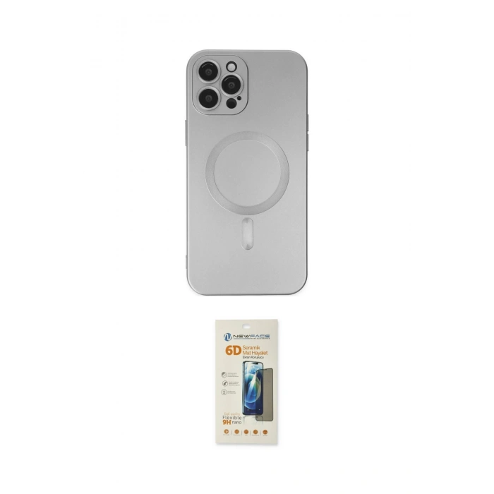 MARSİLYAN™- iPhone 12 Pro Max Kılıf Akış Minimal Özel Seri - Siyah 6D Mat Seramik Hayalet Nano Ekran Koruyucu