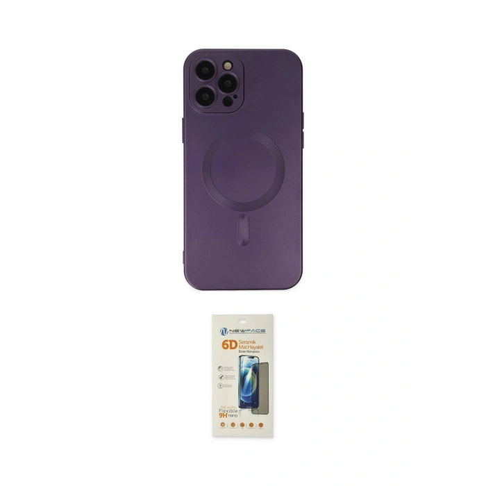 MARSİLYAN™- iPhone 12 Pro Max Kılıf Akış Minimal Özel Seri - Siyah 6D Mat Seramik Hayalet Nano Ekran Koruyucu