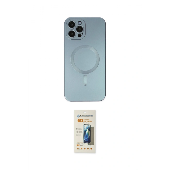 MARSİLYAN™- iPhone 12 Pro Max Kılıf Akış Minimal Özel Seri - Siyah 6D Mat Seramik Hayalet Nano Ekran Koruyucu